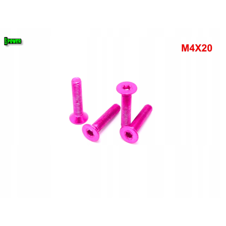 M4x20 śruba aluminiowa stożkowa imbus din 7991 śruba aluminiowa różowa