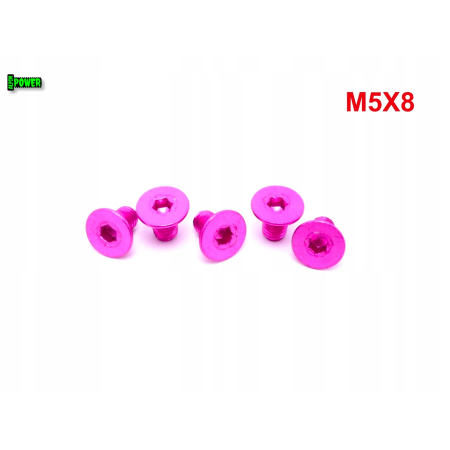 M5x8 śruba aluminiowa stożkowa imbus din 7991 śruba aluminiowa różowa