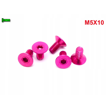 M5x10 śruba aluminiowa stożkowa imbus din 7991 śruba aluminiowa różowa