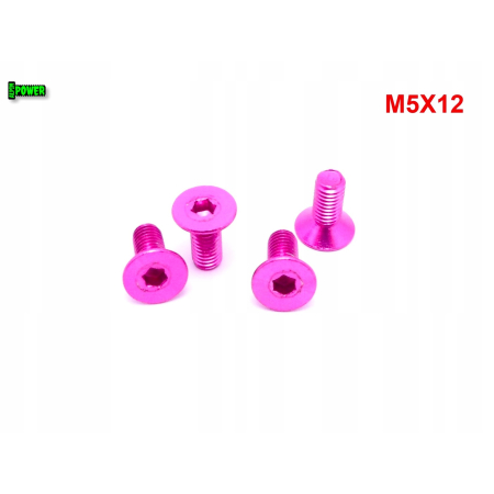 M5x12 śruba aluminiowa stożkowa imbus din 7991 śruba aluminiowa różowa