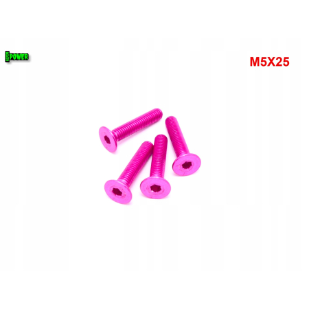 M5x25 śruba aluminiowa stożkowa imbus din 7991 śruba aluminiowa różowa