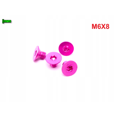 M6x8 śruba aluminiowa stożkowa imbus din 7991 śruba aluminiowa różowa