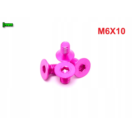 M6x10 śruba aluminiowa stożkowa imbus din 7991 śruba aluminiowa różowa
