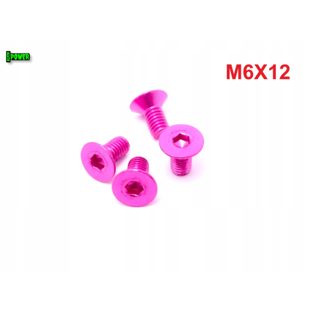 M6x12 śruba aluminiowa stożkowa imbus din 7991 śruba aluminiowa różowa