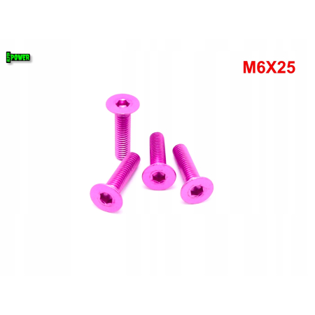 M6x25 śruba aluminiowa stożkowa imbus din 7991 śruba aluminiowa różowa