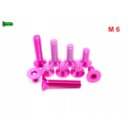 M6x25 śruba aluminiowa stożkowa imbus din 7991 śruba aluminiowa różowa