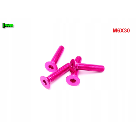 M6x30 śruba aluminiowa stożkowa imbus din 7991 śruba aluminiowa różowa
