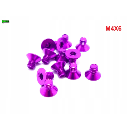 M4x6 śruba aluminiowa stożkowa imbus din 7991 śruba aluminiowa fioletowa