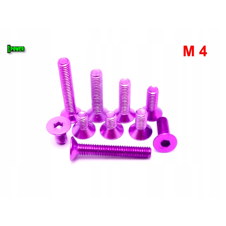 M4x10 śruba aluminiowa stożkowa imbus din 7991 śruba aluminiowa fioletowa