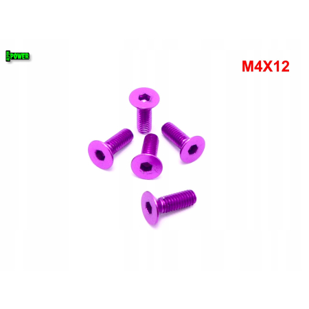 M4x12 śruba aluminiowa stożkowa imbus din 7991 śruba aluminiowa fioletowa