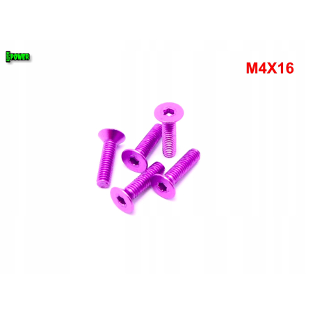 M4x16 śruba aluminiowa stożkowa imbus din 7991 śruba aluminiowa fioletowa
