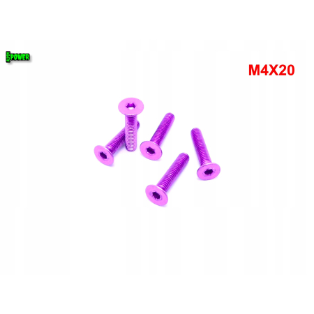 M4x20 śruba aluminiowa stożkowa imbus din 7991 śruba aluminiowa fioletowa