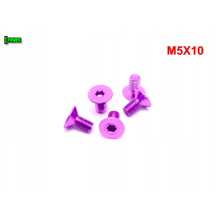 M5x10 śruba aluminiowa stożkowa imbus din 7991 śruba aluminiowa fioletowa