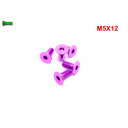 M5x12 śruba aluminiowa stożkowa imbus din 7991 śruba aluminiowa fioletowa