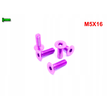 M5x16 śruba aluminiowa stożkowa imbus din 7991 śruba aluminiowa fioletowa