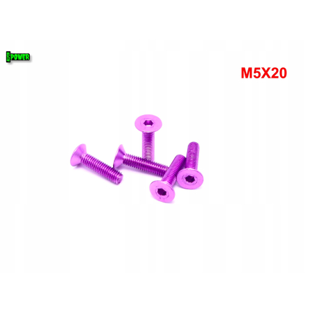M5x20 śruba aluminiowa stożkowa imbus din 7991 śruba aluminiowa fioletowa