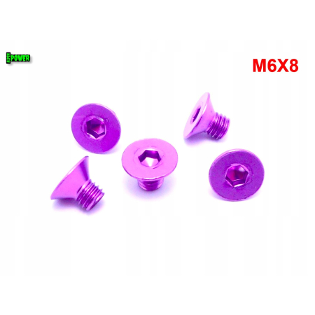 M6x8 śruba aluminiowa stożkowa imbus din 7991 śruba aluminiowa fioletowa