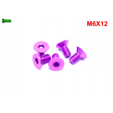 M6x12 śruba aluminiowa stożkowa imbus din 7991 śruba aluminiowa fioletowa