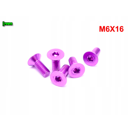 M6x16 śruba aluminiowa stożkowa imbus din 7991 śruba aluminiowa fioletowa