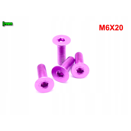 M6x20 śruba aluminiowa stożkowa imbus din 7991 śruba aluminiowa fioletowa