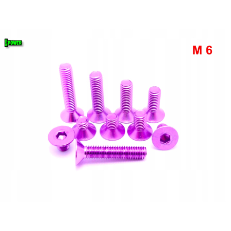 M6x20 śruba aluminiowa stożkowa imbus din 7991 śruba aluminiowa fioletowa