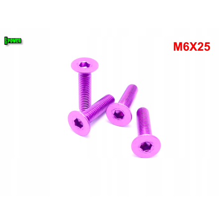 M6x25 śruba aluminiowa stożkowa imbus din 7991 śruba aluminiowa fioletowa