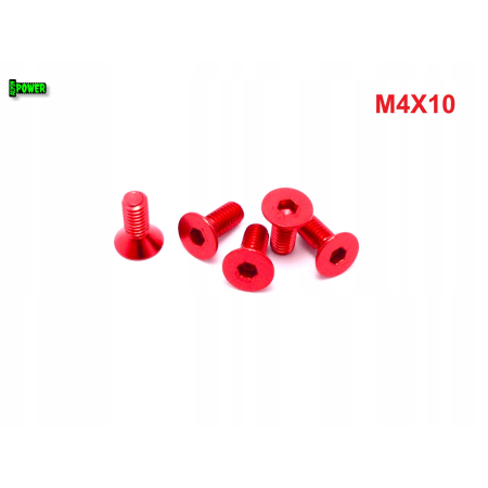M4x10 śruba aluminiowa stożkowa imbus din 7991 śruba aluminiowa czerwona