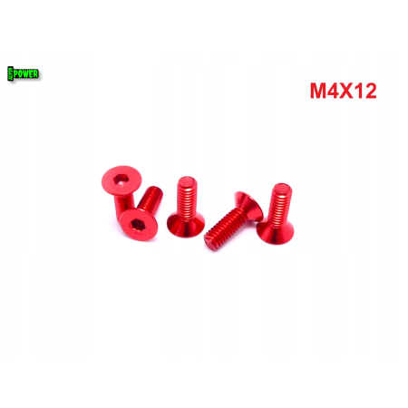 M4x12 śruba aluminiowa stożkowa imbus din 7991 śruba aluminiowa czerwona