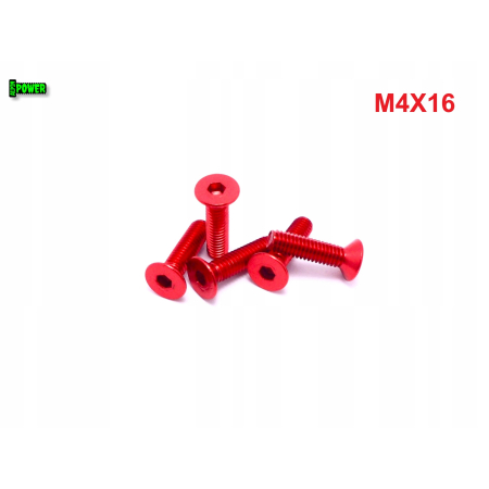 M4x16 śruba aluminiowa stożkowa imbus din 7991 śruba aluminiowa czerwona
