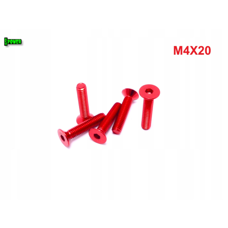 M4x20 śruba aluminiowa stożkowa imbus din 7991 śruba aluminiowa czerwona