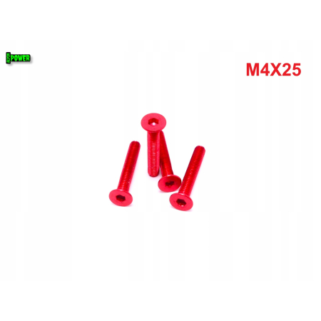 M4x25 śruba aluminiowa stożkowa imbus din 7991 śruba aluminiowa czerwona