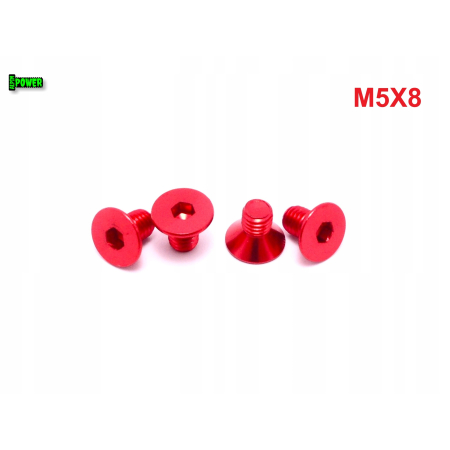 M5x8 śruba aluminiowa stożkowa imbus din 7991 śruba aluminiowa czerwona