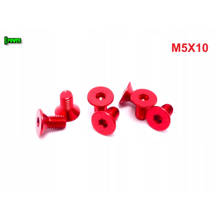 M5x10 śruba aluminiowa stożkowa imbus din 7991 śruba aluminiowa czerwona