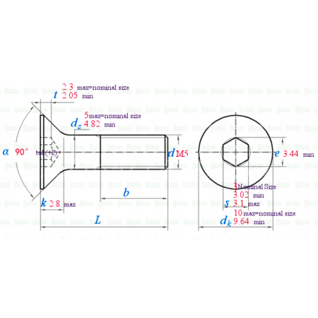M5x10 śruba aluminiowa stożkowa imbus din 7991 śruba aluminiowa czerwona
