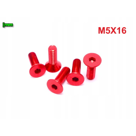M5x16 śruba aluminiowa stożkowa imbus din 7991 śruba aluminiowa czerwona