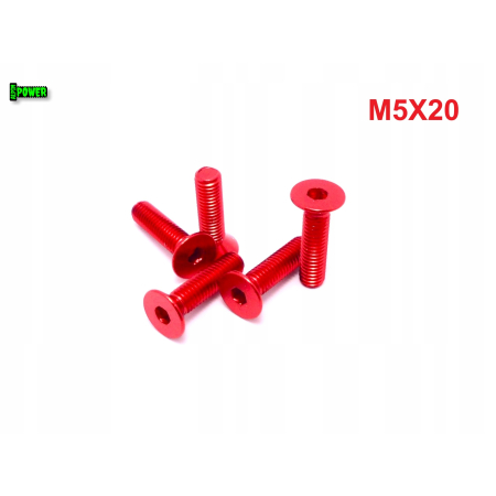 M5x20 śruba aluminiowa stożkowa imbus din 7991 śruba aluminiowa czerwona