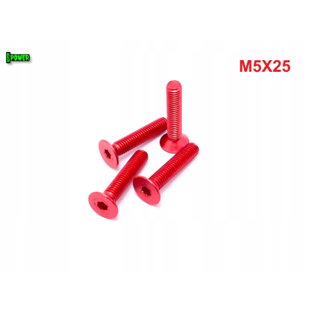 M5x25 śruba aluminiowa stożkowa imbus din 7991 śruba aluminiowa czerwona