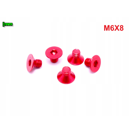 M6x8 śruba aluminiowa stożkowa imbus din 7991 śruba aluminiowa czerwona