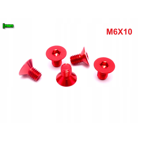 M6x10 śruba aluminiowa stożkowa imbus din 7991 śruba aluminiowa czerwona