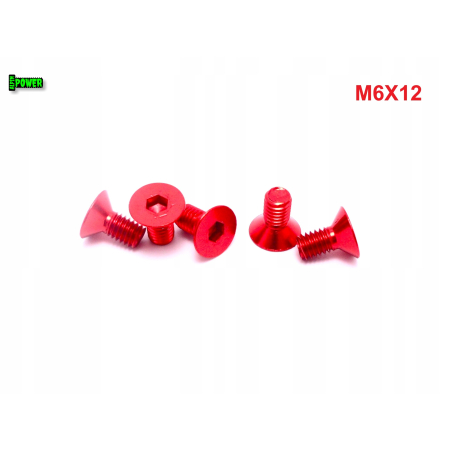 M6x12 śruba aluminiowa stożkowa imbus din 7991 śruba aluminiowa czerwona