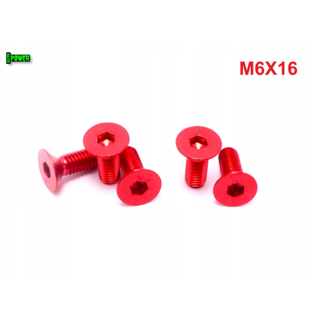 M6x16 śruba aluminiowa stożkowa imbus din 7991 śruba aluminiowa czerwona