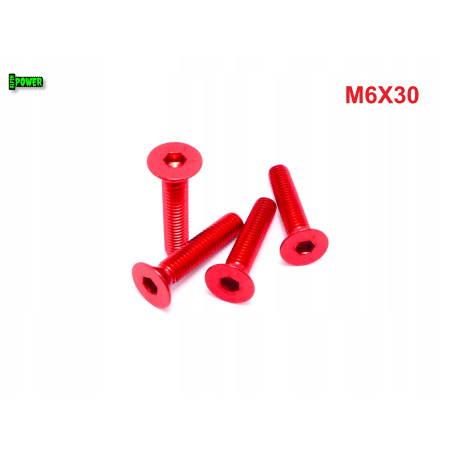 M6x30 śruba aluminiowa stożkowa imbus din 7991 śruba aluminiowa czerwona