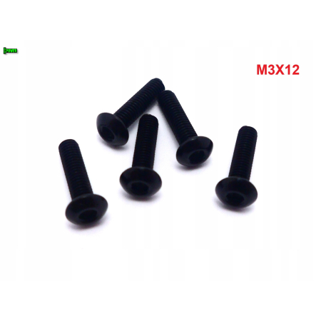 M3x12 śruba aluminiowa imbusowa iso 7380 śruby aluminiowe kolor czarny