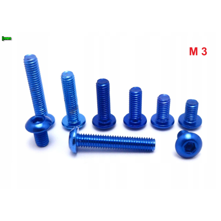 M3x16 śruba aluminiowa imbusowa iso 7380 śruby aluminiowe kolor niebieski