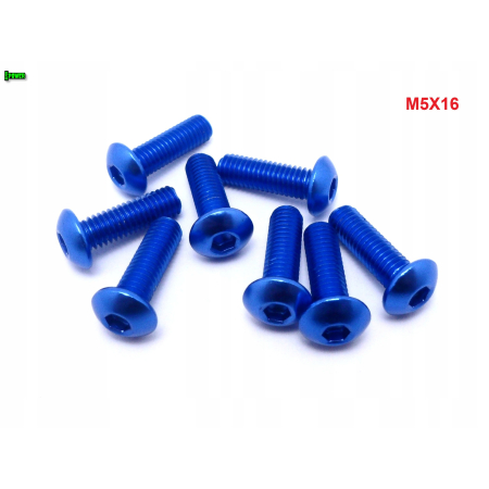 M5x16 śruba aluminiowa imbusowa iso 7380 śruby aluminiowe kolor niebieski