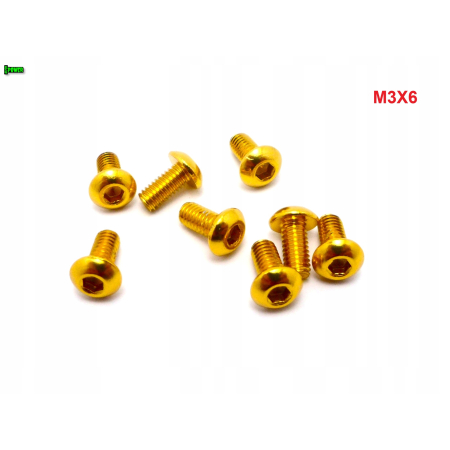 M3x6 śruba aluminiowa imbusowa iso 7380 śruby aluminiowe 6061 kolor złoty