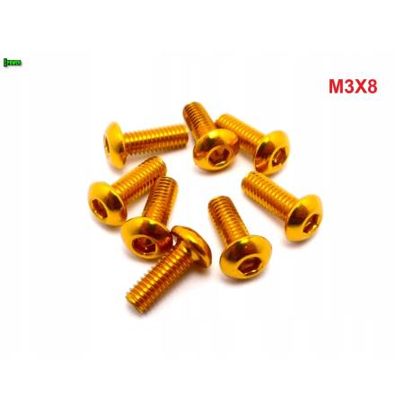 M3x8 śruba aluminiowa imbusowa iso 7380 śruby aluminiowe 6061 kolor złoty