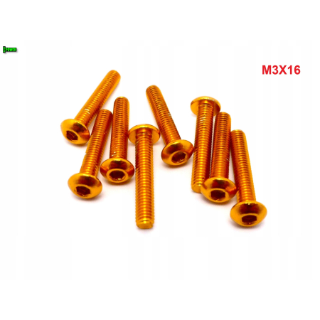 M3x16 śruba aluminiowa imbusowa iso 7380 śruby aluminiowe 6061 kolor złoty