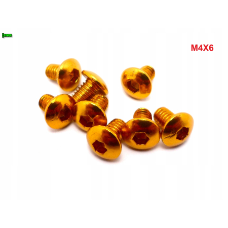 M4x6 śruba aluminiowa imbusowa iso 7380 śruby aluminiowe 6061 kolor złoty