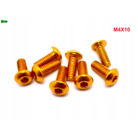 M4x10 śruba aluminiowa imbusowa iso 7380 śruby aluminiowe 6061 kolor złoty
